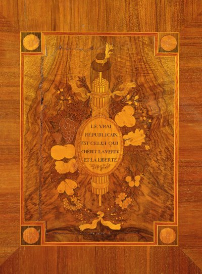 Buffetschrank mit revolutionärem Design, eingelegtes Detail des republikanischen Emblems und Mottos (Marketerie) von French School