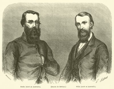 Burke, Wills, tot in Australien (Gravur) von French School