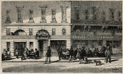 Café de la Régence am Place du Palais-Royal in Paris im 19. Jahrhundert - Gravur in „Tableau-de-Paris“ von Edmond Texier 1852 von French School