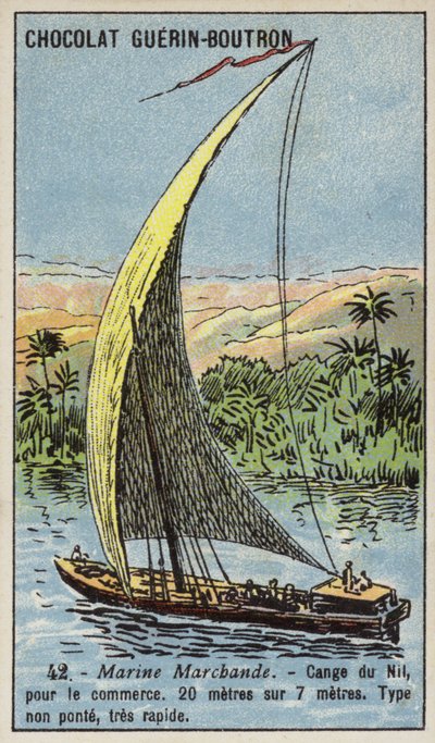 Cange auf dem Nil, Ägypten (Chromolithografie) von French School