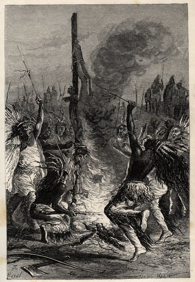 Kannibalismus - Feuerland in Chile im 19. Jahrhundert - Kannibalismus - Feuerland in Chile im 19. Jahrhundert - Gravur aus "L