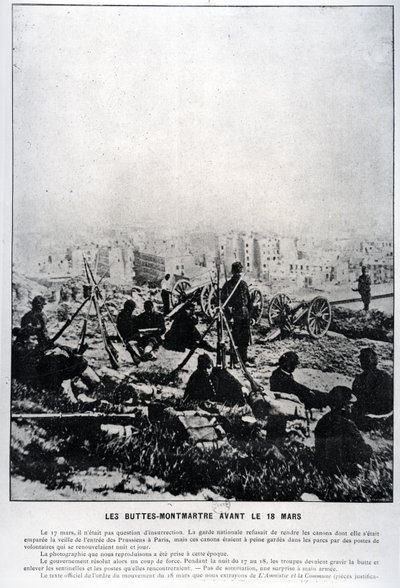 Kanonen auf den Buttes-Montmartre am Vorabend des 18. März 1871 (s/w Foto) von French School