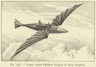 Flugboot von Edison (nach dem Daily Graphic) (Gravur) von French School