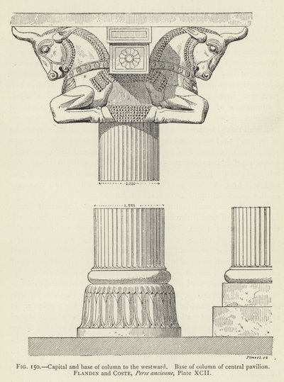 Kapitell und Basis einer Säule nach Westen, Basis einer Säule des zentralen Pavillons von French School