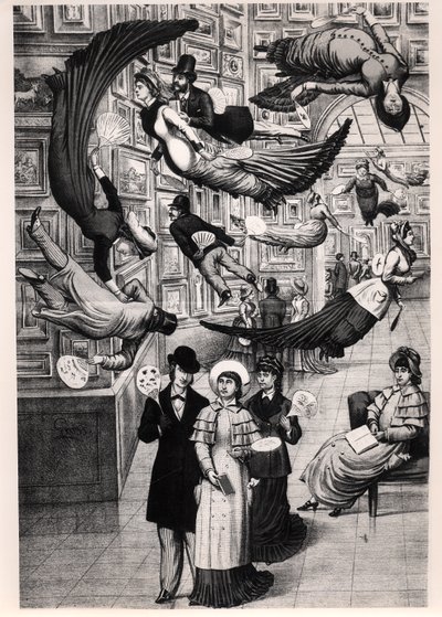 Karikatur von Besuchern des Pariser Salons von 1880 von French School