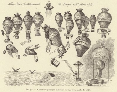 Italienische politische Karikatur zu den Ereignissen von 1848 (Gravur) von French School