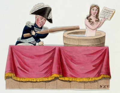 Karikatur, die König Karl X. in Form von Guignols darstellt, der die konstitutionelle Charta leugnet, als der König im Juli 1830 die Pressefreiheit abschaffte (Saint-Cloud-Verordnungen) von French School