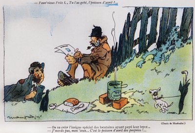 Karikatur von zwei Landstreichern, aus der April-Ausgabe von La Baionette, 29. März 1917 von French School