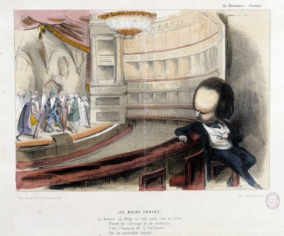 Karikatur über Victor Hugo und das Theater - Lithografie von French School