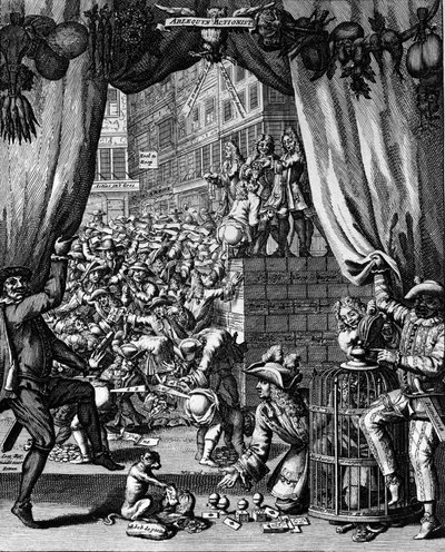 Karikatur über das System von John Law, Rue Quincampoix von French School