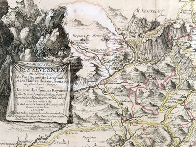 Kartusche aus einer Karte der Cevennen-Region, 1703 von French School