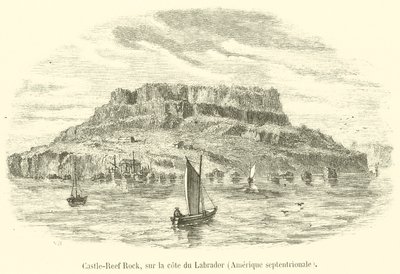 Castle-Reef Rock, an der Küste von Labrador, Nordamerika (Gravur) von French School