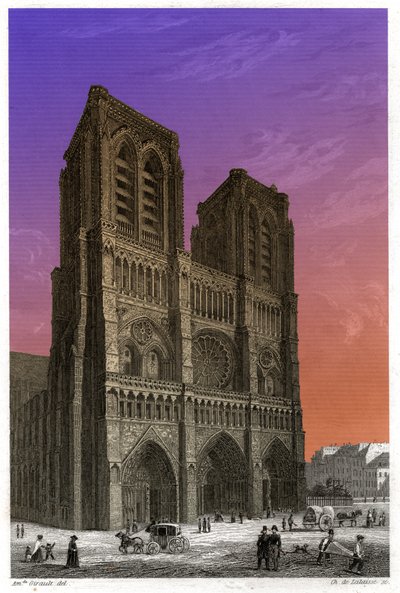 Kathedrale Notre Dame de Paris (Stich, ca. 1850) von French School