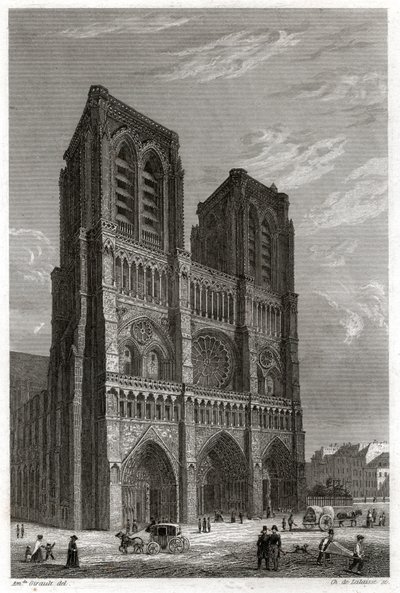 Kathedrale Notre Dame de Paris (Stich, ca. 1850) von French School