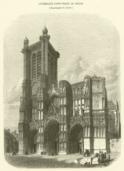 Kathedrale Saint-Pierre von Troyes, Département Aube (Gravur) von French School