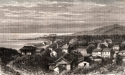 Cayenne - Gemeinde in Übersee-Guyana - Gravur in „La France illustree: Geographie, Geschichte, statistische Verwaltung“ von V.A. Malt-Brown. 1884 von French School