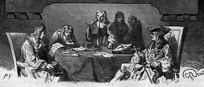 Zensur: Unter dem Ancien Régime wurde der Dienst „Schwarzes Kabinett“ genannt, um private Korrespondenz aus Sicherheitsgründen zu überprüfen. Gravur des 19. Jahrhunderts von French School