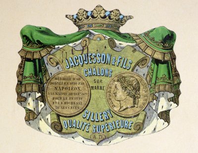 Champagneretikett für Jacquesson & Fils, Champagne Sillery Marque, Mitte des 19. Jahrhunderts von French School