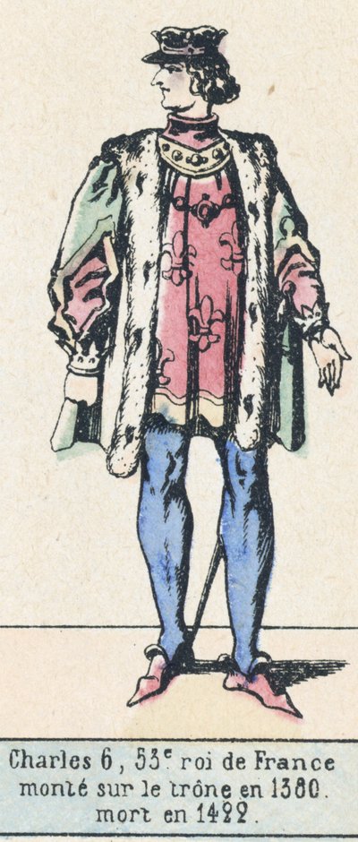 Karl VI., 53. König von Frankreich, bestieg den Thron 1380, gestorben 1422 von French School