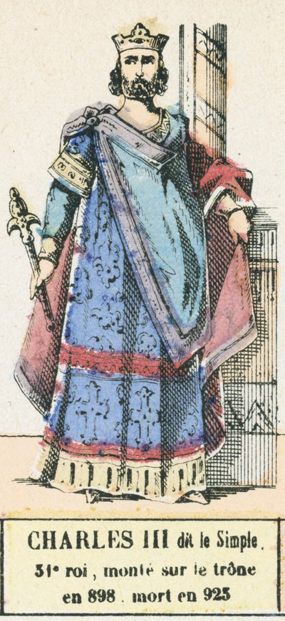 Karl III der Einfältige, 31. König, bestieg den Thron 898, gestorben 923 von French School