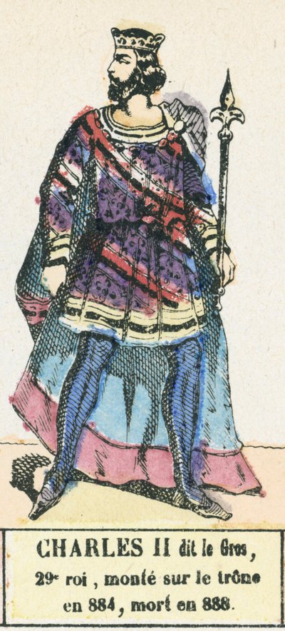 Karl II. der Dicke, 29. König, bestieg den Thron 884, gestorben 888 von French School