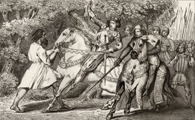 Karl VI. (1368-1412) der Wahnsinnige wird über einen Hinterhalt im Wald bei Angers informiert, aus 