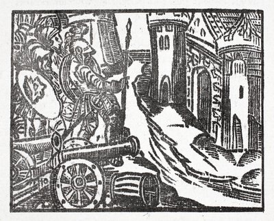 Karl verwendet eine Kanone bei der Belagerung des Schlosses von Aymon von French School
