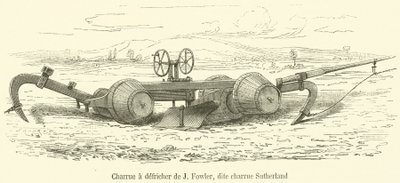 Rodungspflug von J. Fowler, genannt Sutherland-Pflug (Stich) von French School