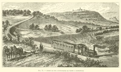 Zahnradbahn von Wien nach Kahlenberg (Gravur) von French School