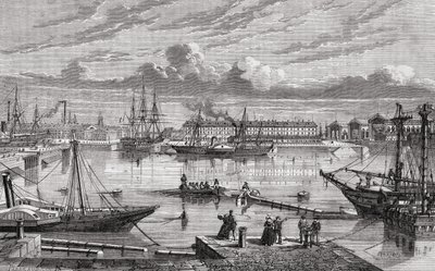 Cherbourg im 18. Jahrhundert, graviert von Le Breton nach Pibaraud, aus 