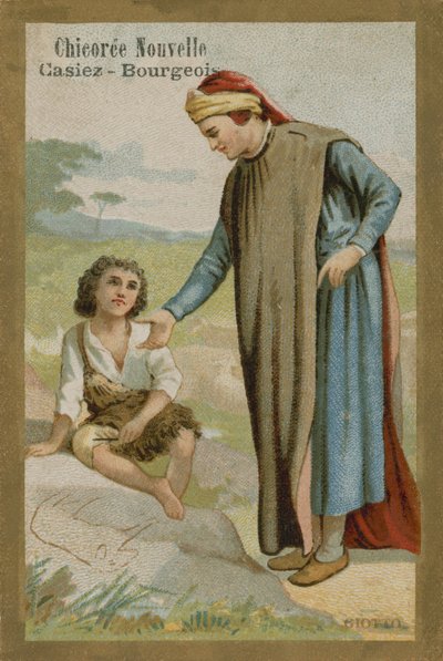 Chicorée Nouvelle Werbekarte, Cimabue entdeckt Giotto von French School
