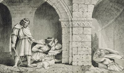 Childebert I. (ca. 498-588) beim Mord an den Erben seiner Brüder, aus 