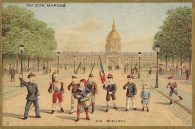 Kinder spielen Soldaten auf dem Platz von French School