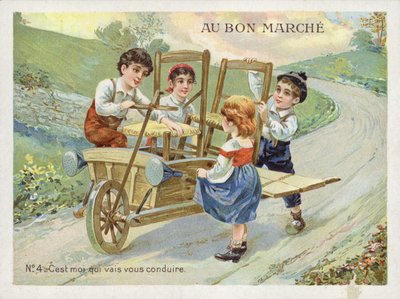 Kinder bauen Schubkarre zum Fahrzeug um von French School