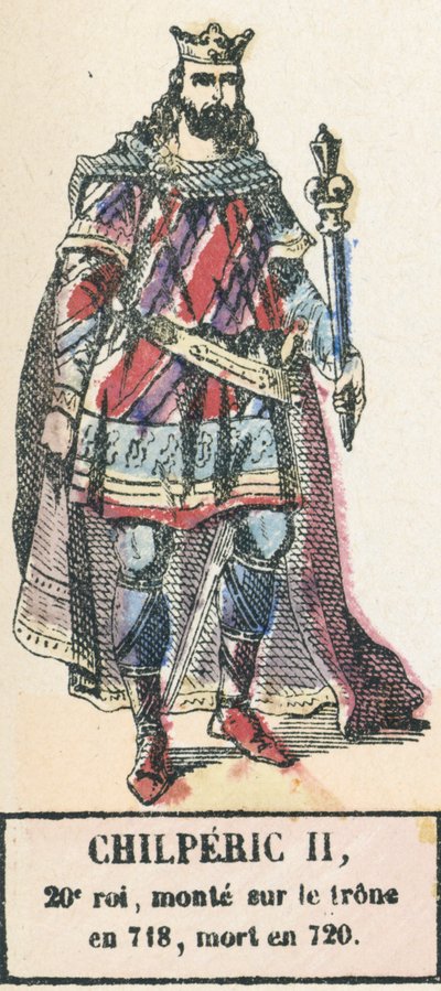 Chilperic II, 20. König, bestieg den Thron 718, gestorben 720 (kolorierte Gravur) von French School