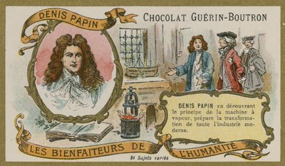 Chocolat Guérin-Boutron Werbekarte, Denis Papin von French School
