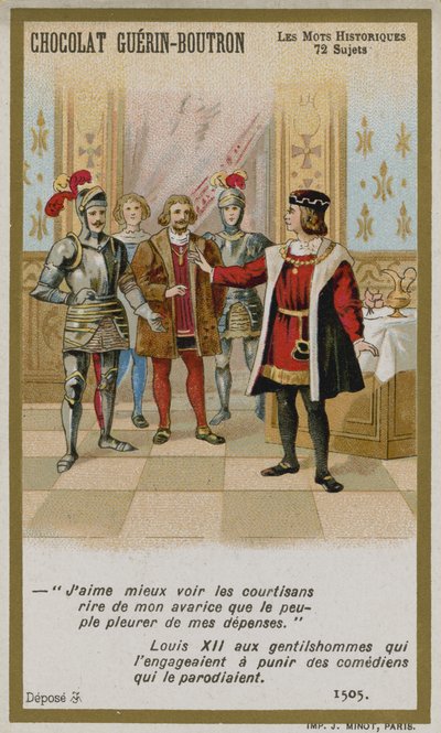 Chocolat Guerin-Boutron Handelskarte, Serie Historische Worte von French School