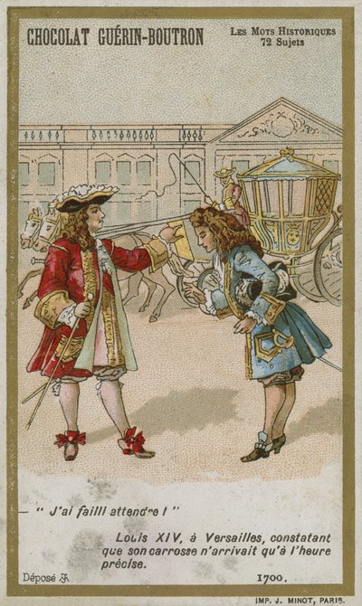 Chocolat Guerin-Boutron Handelskarte, Serie Historische Worte von French School