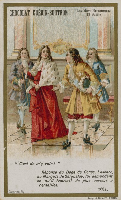 Chocolat Guerin-Boutron Handelskarte, Serie Historische Worte von French School
