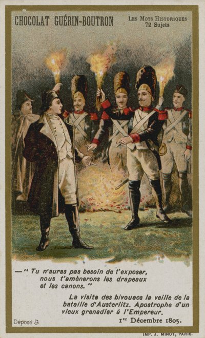 Chocolat Guerin-Boutron Handelskarte, Serie Historische Worte von French School
