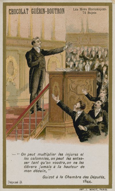 Chocolat Guerin-Boutron Sammelkarte, Historische Wörter Serie von French School