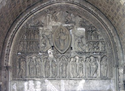 Christus mit zwei Engeln und Szenen aus dem Leben des hl. Etienne, von der Nordtür von French School