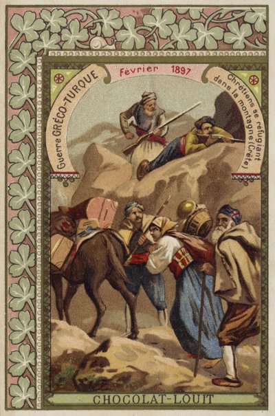 Christen suchen Zuflucht in den Bergen Kretas, Griechisch-Türkischer Krieg, Februar 1897 von French School