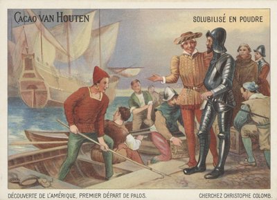 Christoph Kolumbus bricht von Palos zu seiner Reise auf, um Amerika zu entdecken von French School