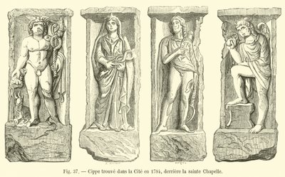 Cippus gefunden in der Stadt 1784, hinter der Sainte-Chapelle von French School