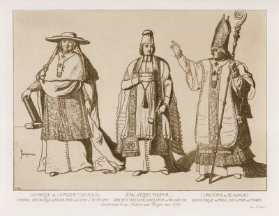 Klerikale Kleidung, Zeichnungen nach Kunstwerk von Touzee, circa 1776 von French School