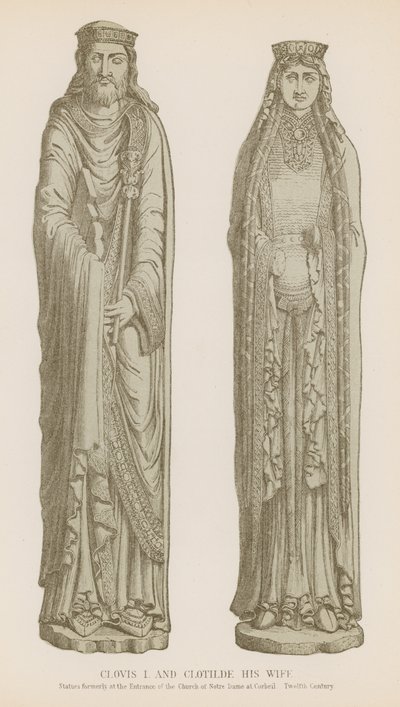 Chlodwig I. und seine Frau Chlothilde von French School