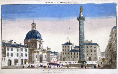 Säulenansicht von Trajan (Trajanssäule) (Colonna Traiana) in Rom - Gravur von French School