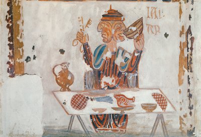 Kopie eines mittelalterlichen Originals, das den Januar darstellt, aus den Monatsarbeiten, aus der Chapelle de Pritz, Laval von French School