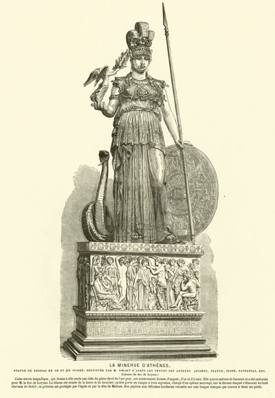 Kopie der Athena Parthenos, monumentale Statue des antiken griechischen Bildhauers Phidias (Gravur) von French School